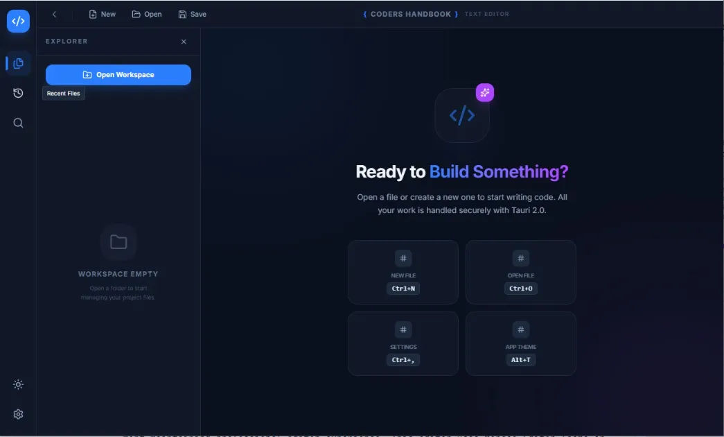 Tauri 2.0 Project Text Editor with Syntax Highlighting