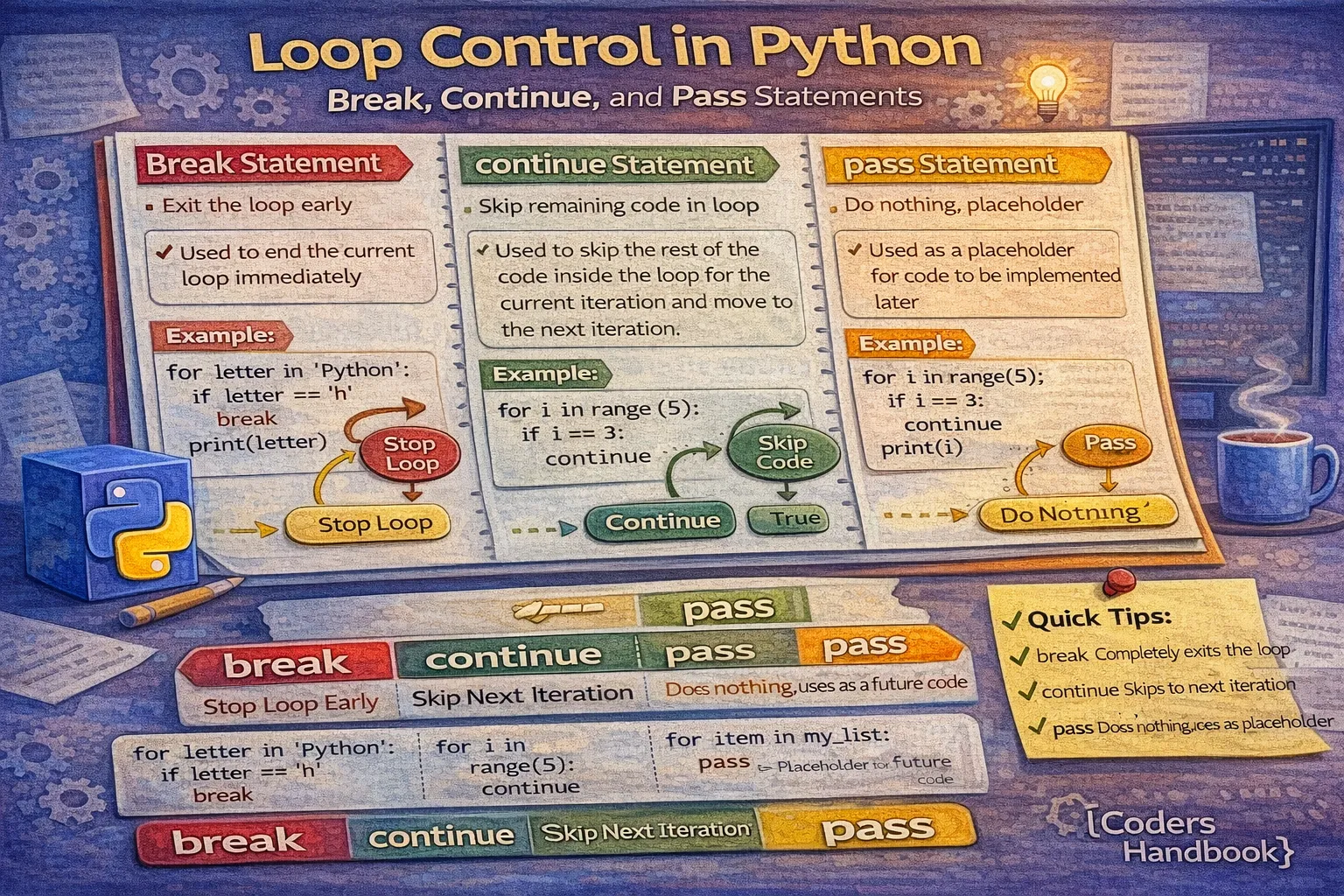 Loop Control in Python: Break, Continue, and Pass Statements
