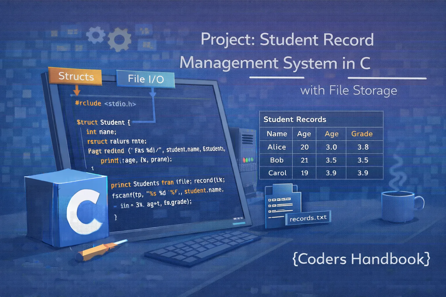 Project: Student Record Management System in C with File Storage